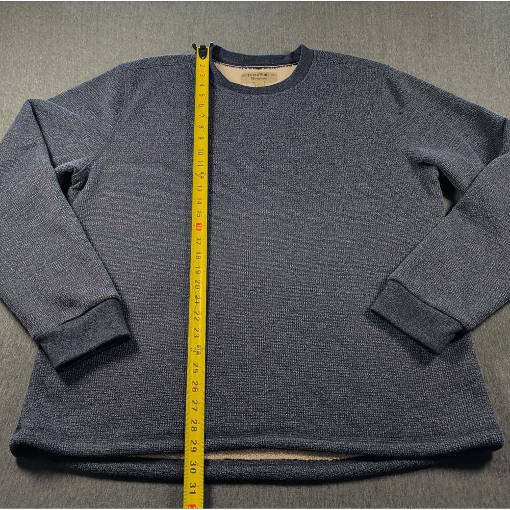 BC Clothing Heritage Mens XL Navy Blue Waffle Knit Sherpa Lined Crew Neck EUC - Picture 5 of 8